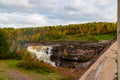 Landscape of the Victoria Dam in a park in autumn in Michigan, the US