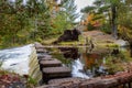 Landscape of the Victoria Dam in a park in autumn in Michigan, the US