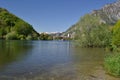 Landscape view of Adda river of Lecco city in Lake Como district. Royalty Free Stock Photo