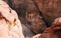 Landscape view Al Khazneh - the treasury, ancient city of Petra,