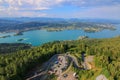 Landscape view of the Alpine lake, Woerthersee