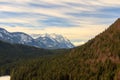 Landscape view of Alps from Highline 179 bridge. Reutte, Tyrol, Austria.