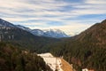 Landscape view of Alps from Highline 179 bridge. Reutte, Tyrol, Austria.