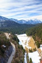 Landscape view of Alps from Highline 179 bridge. Reutte, Tyrol, Austria.