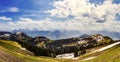 Landscape view of Alps snow mountain with pine tree looking from Royalty Free Stock Photo