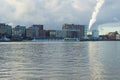 Landscape view of Amsterdam, Gerechtshof Amsterdam building and the harbor named Het IJ in Amsterdam Royalty Free Stock Photo