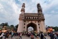 Landscape view of the ancient historic monument of Charminar in the evening at twilight in old