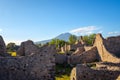 Landscape view of ancient Pompeii town with Vesuvius volcano