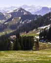 Landscape view of Apls snow mountain with electrical tram Royalty Free Stock Photo