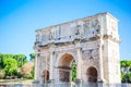 Landscape view of the Arch of Constantine in sunny holidays, lots of tousists, summer vacation, Rome, Italy. Royalty Free Stock Photo