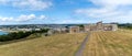 Landscape view of Artillery Barracks at Pendennis Castle in Cornwall