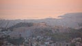 Landscape view of Athens and the Acropolis from Likavitos Hill, Attica Region, Greece, at