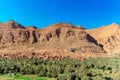 Landscape view of Atlas mountains and oasis around Douar Ait Boujane village in Todra gorge in Tinghir, Morocco.