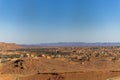 Landscape view of Atlas mountains and oasis around Douar Ait Boujane village in Todra gorge in Tinghir, Morocco.