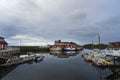 Landscape view of Ballstad port in Lofoten Norway Royalty Free Stock Photo