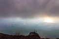 Landscape view of beautiful green mountains and the Bay of Naples from volcano Vesuvius, Italy Royalty Free Stock Photo