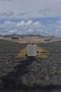 Blank white coffee mug on a empty landscape highway Royalty Free Stock Photo