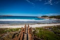 Landscape view of Blue Haven Beach near Esperance in Western Australia under a bright clear blue sky