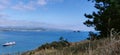 Landscape view of blue sea and sky with boat seen from songaksan mountain