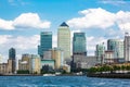 Landscape view on Canary Wharf from Themes west side Royalty Free Stock Photo