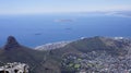 Landscape, view of Cape Town and the Atlantic Ocean from the mountain Royalty Free Stock Photo