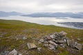 landscape view of the city of Tromso seen from Fjellheisen mountain (Norway) Royalty Free Stock Photo