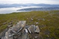 landscape view of the city of Tromso seen from Fjellheisen mountain (Norway) Royalty Free Stock Photo