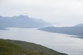 landscape view of the city of Tromso seen from Fjellheisen mountain (Norway) Royalty Free Stock Photo