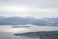 landscape view of the city of Tromso seen from Fjellheisen mountain (Norway) Royalty Free Stock Photo