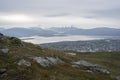 landscape view of the city of Tromso seen from Fjellheisen mountain (Norway) Royalty Free Stock Photo