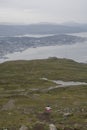 landscape view of the city of Tromso seen from Fjellheisen mountain (Norway) Royalty Free Stock Photo