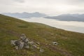 landscape view of the city of Tromso seen from Fjellheisen mountain (Norway) Royalty Free Stock Photo