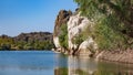 Landscape view of cliffs in Geikie Gorge, Fitzroy Crossing, Western Australia