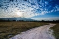 Long road landscape view cloud sky