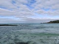 Landscape view of cobalt blue sea nd cloudy sky