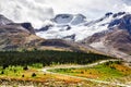 Landscape view of Columbia glacier in Jasper NP, Canada