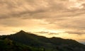 Landscape view of complex mountain with sunset in the evening in northern of Thailand Royalty Free Stock Photo