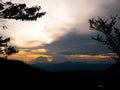 Landscape view of complex mountain with sunset in the evening in northern of Thailand Royalty Free Stock Photo