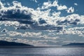 Landscape view of dark sky and sea before the storm.