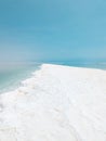 Landscape view on Dead Sea salt crystals formations, clear cyan green water at Ein Bokek beach, Israel Royalty Free Stock Photo