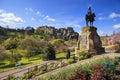 Landscape view of Edinburgh Castle and monument