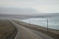 Empty road along the coast in Peru on a foggy morning Royalty Free Stock Photo