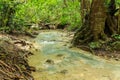 Landscape view of Erawan waterfall Kanchanaburi Thailand Royalty Free Stock Photo