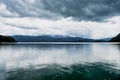 View from famous Jochberg to lake Walchensee, Bavaria in Germany