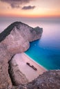 Landscape view of famous Shipwreck Navagio beach on Zakynthos