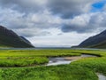 Landscape and view of a fjord in northern iceland Royalty Free Stock Photo