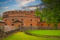 Landscape with a view of the fortress of Palmniken fortress. Kaliningrad Royalty Free Stock Photo