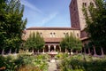 Landscape view of the gardens of the Cuxa Cloister, part of the Met Cloisters, a museum of Royalty Free Stock Photo