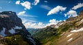 Landscape view in Glacier National Park at Logan Pass Royalty Free Stock Photo