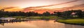 Landscape view of golf course at sunset in Turkey Belek